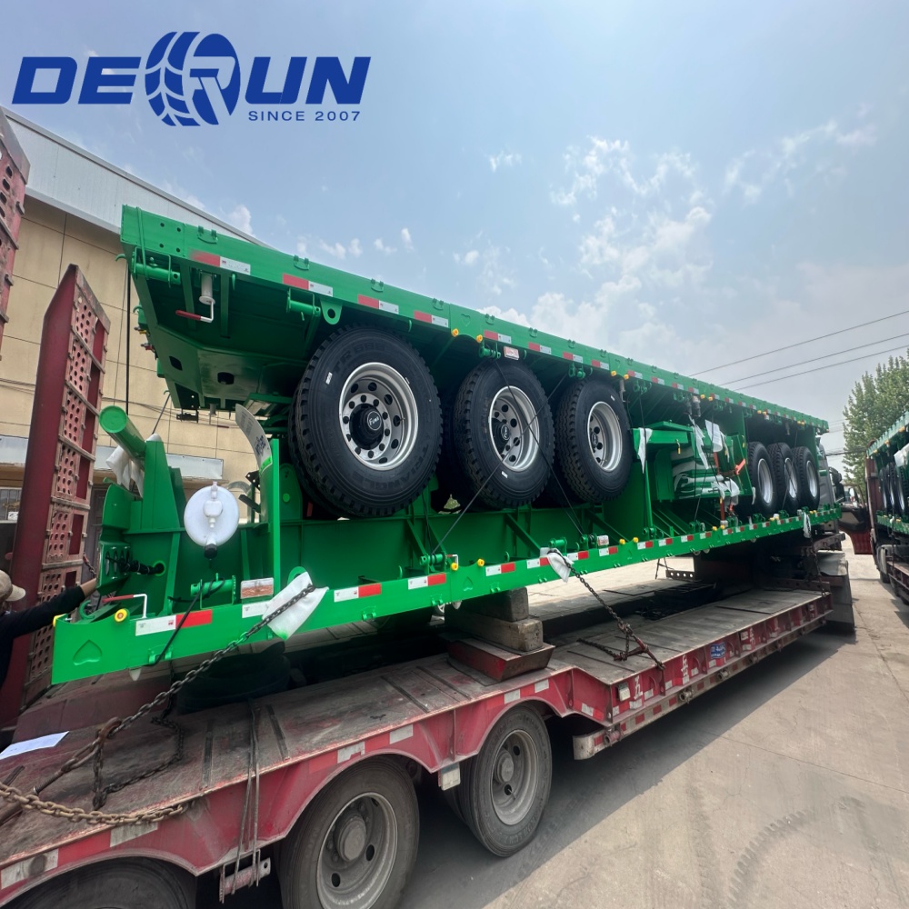 Derun IV unitates tri-axe navis dropside semi trailer missum est Algeria