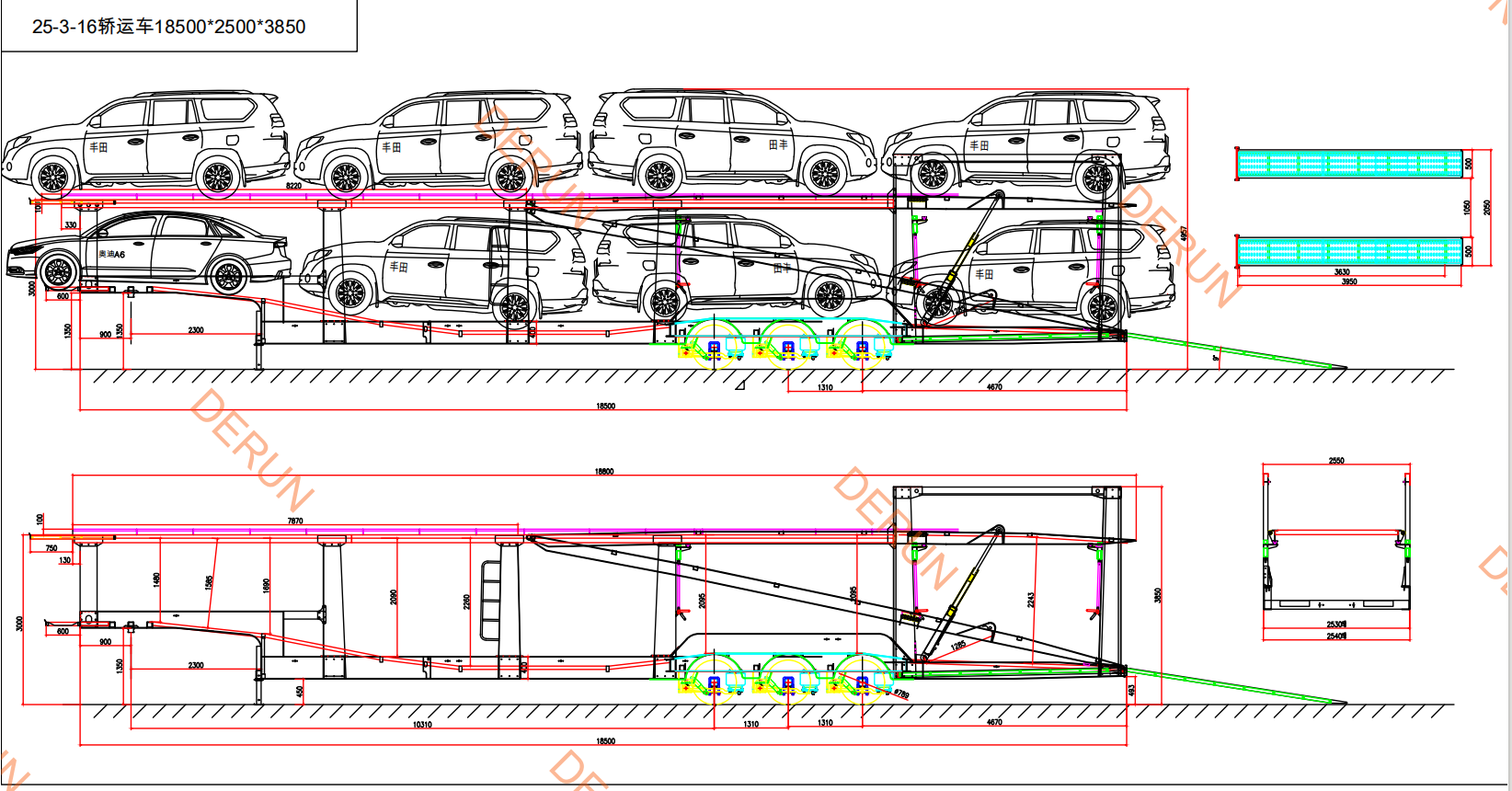 Drawing de car carrier semi trailer