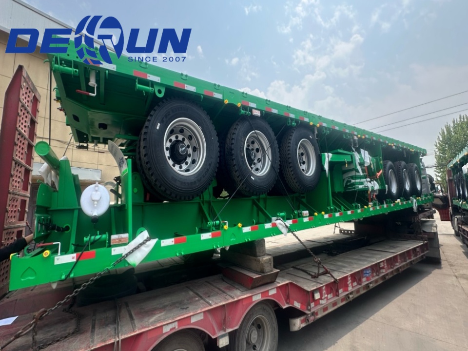 Derun IV unitates tri-axe navis dropside semi trailer missum est Algeria